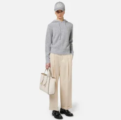 Pantaloni E Shorts|Elisabetta Franchi Pantalone in fresco lana con pinces e risvolto Crema