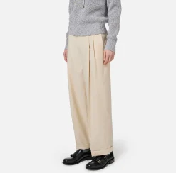 Pantaloni E Shorts|Elisabetta Franchi Pantalone in fresco lana con pinces e risvolto Crema