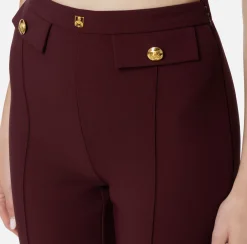 Tailleur|Pantaloni E Shorts|Elisabetta Franchi Pantalone palazzo in crêpe stretch con rivetto logo RougeNoir