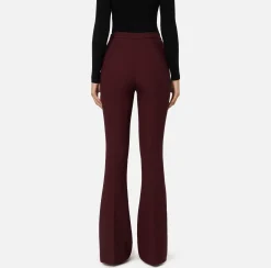 Pantaloni E Shorts|Elisabetta Franchi Pantalone palazzo in crêpe stretch con morsetto RougeNoir