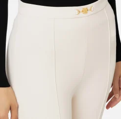 Pantaloni E Shorts|Elisabetta Franchi Pantalone palazzo in crêpe stretch con morsetto Burro