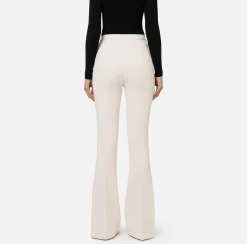 Pantaloni E Shorts|Elisabetta Franchi Pantalone palazzo in crêpe stretch con morsetto Burro