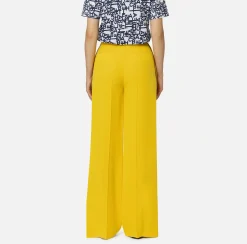 Pantaloni E Shorts|Elisabetta Franchi Pantalone palazzo in satin con morsetto Mimosa/Navy