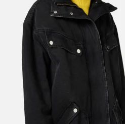 Giacche & Trench|Elisabetta Franchi Parka over in denim con ecomontone Nero