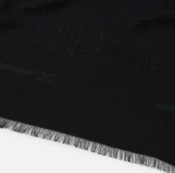 Sciarpe|Elisabetta Franchi Pashmina quadrata in viscosa jacquard con lettering logo Nero