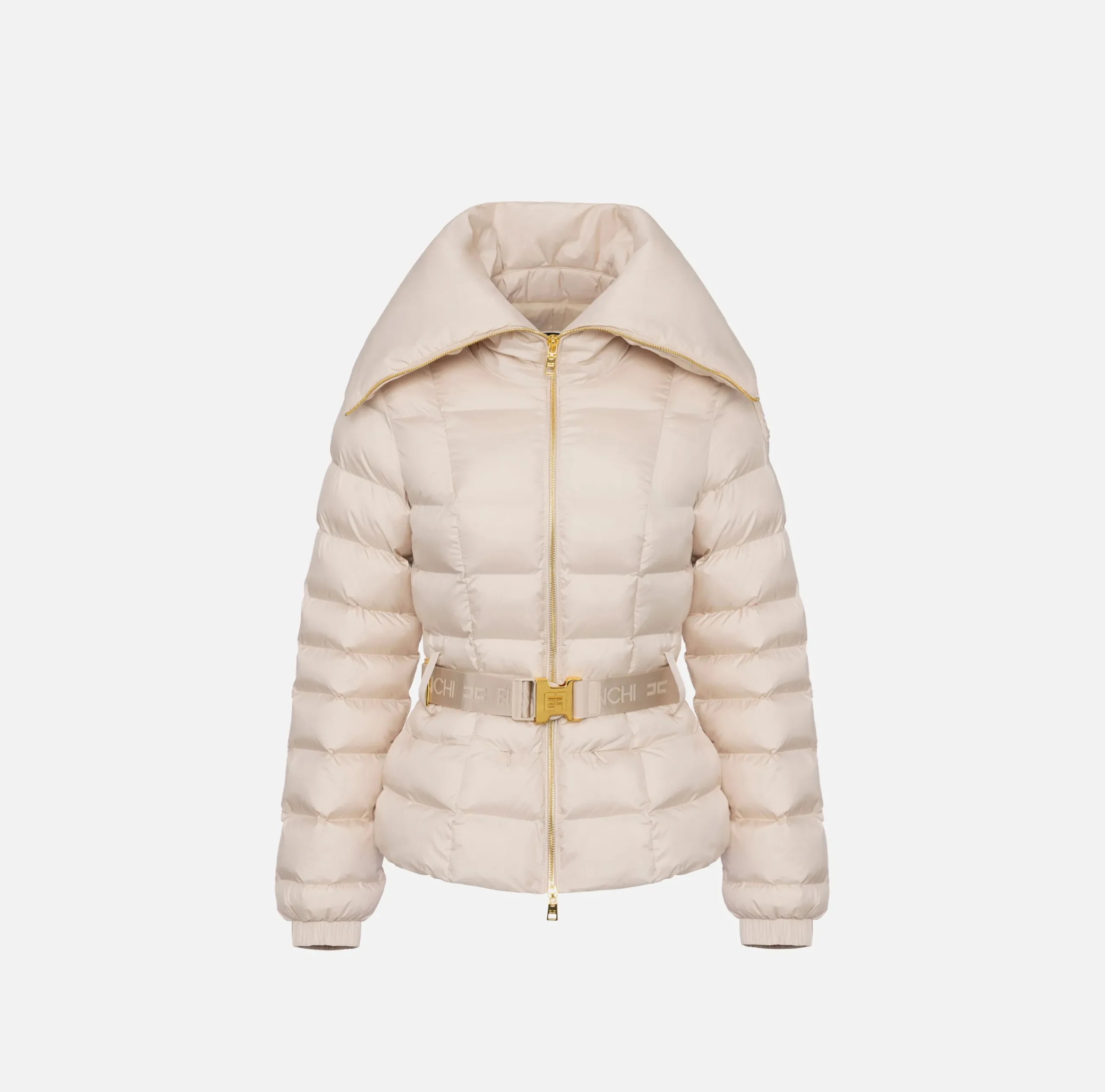 Capispalla|Elisabetta Franchi Piumino corto in nylon con ampio collo Lattice