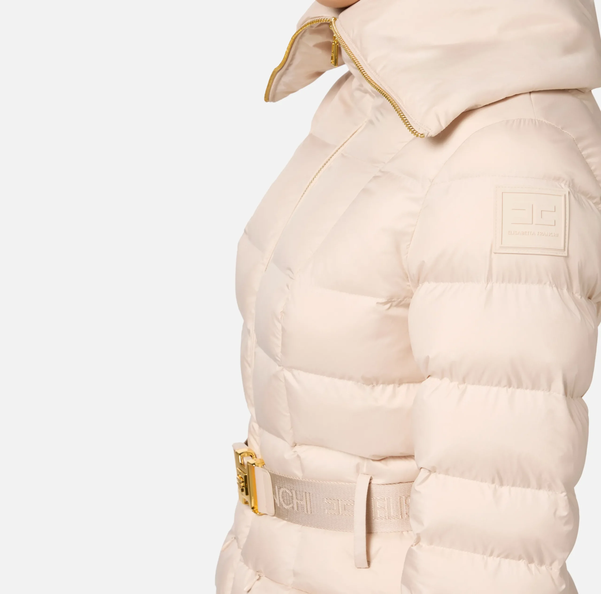 Capispalla|Elisabetta Franchi Piumino corto in nylon con ampio collo Lattice