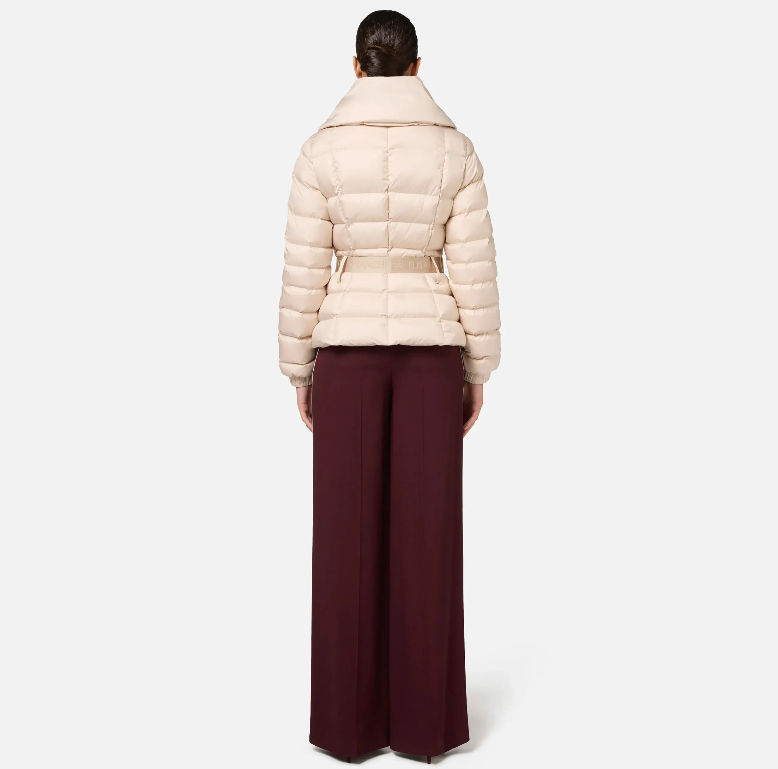 Capispalla|Elisabetta Franchi Piumino corto in nylon con ampio collo Lattice