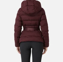 Capispalla|Elisabetta Franchi Piumino corto in nylon jacquard lettering RougeNoir