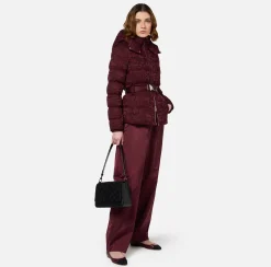 Capispalla|Elisabetta Franchi Piumino corto in nylon jacquard lettering RougeNoir