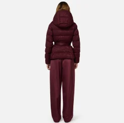 Capispalla|Elisabetta Franchi Piumino corto in nylon jacquard lettering RougeNoir