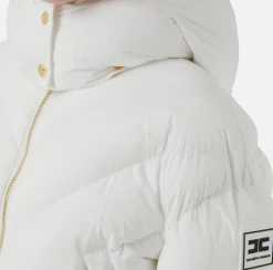 Capispalla|Elisabetta Franchi Piumino cropped in nylon lucido Avorio