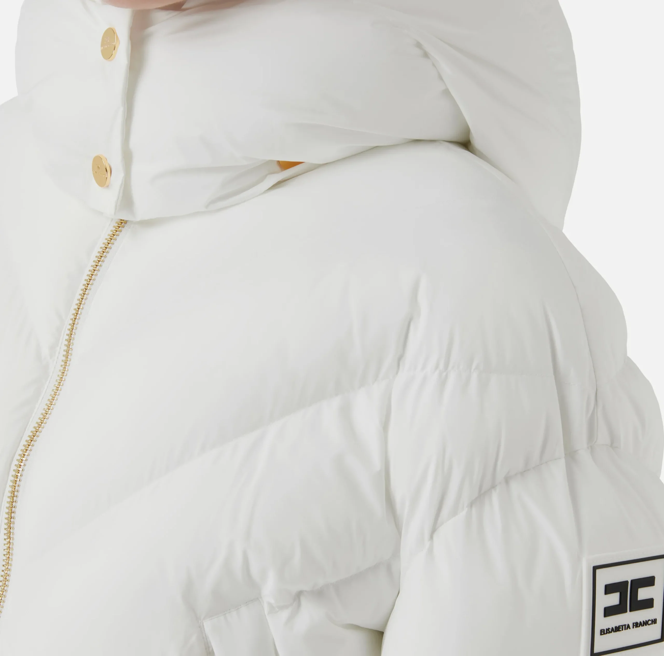 Capispalla|Elisabetta Franchi Piumino cropped in nylon lucido Avorio