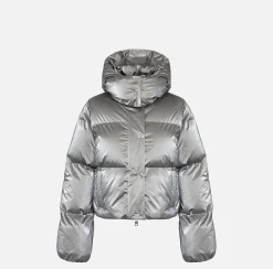 Capispalla|Elisabetta Franchi Piumino cropped in nylon effetto metallizzato Steel