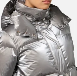 Capispalla|Elisabetta Franchi Piumino cropped in nylon effetto metallizzato Steel