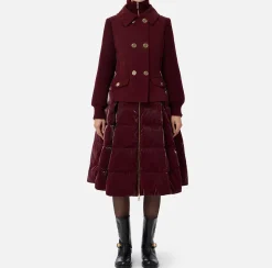 Capispalla|Elisabetta Franchi Piumino in nylon e panno con gonna a ruota RougeNoir