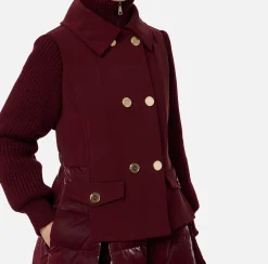 Capispalla|Elisabetta Franchi Piumino in nylon e panno con gonna a ruota RougeNoir