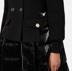 Capispalla|Elisabetta Franchi Piumino in nylon e panno con gonna a ruota Nero