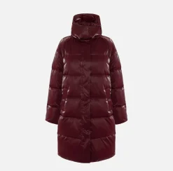 Capispalla|Elisabetta Franchi Piumino lungo in nylon satin con cappuccio RougeNoir