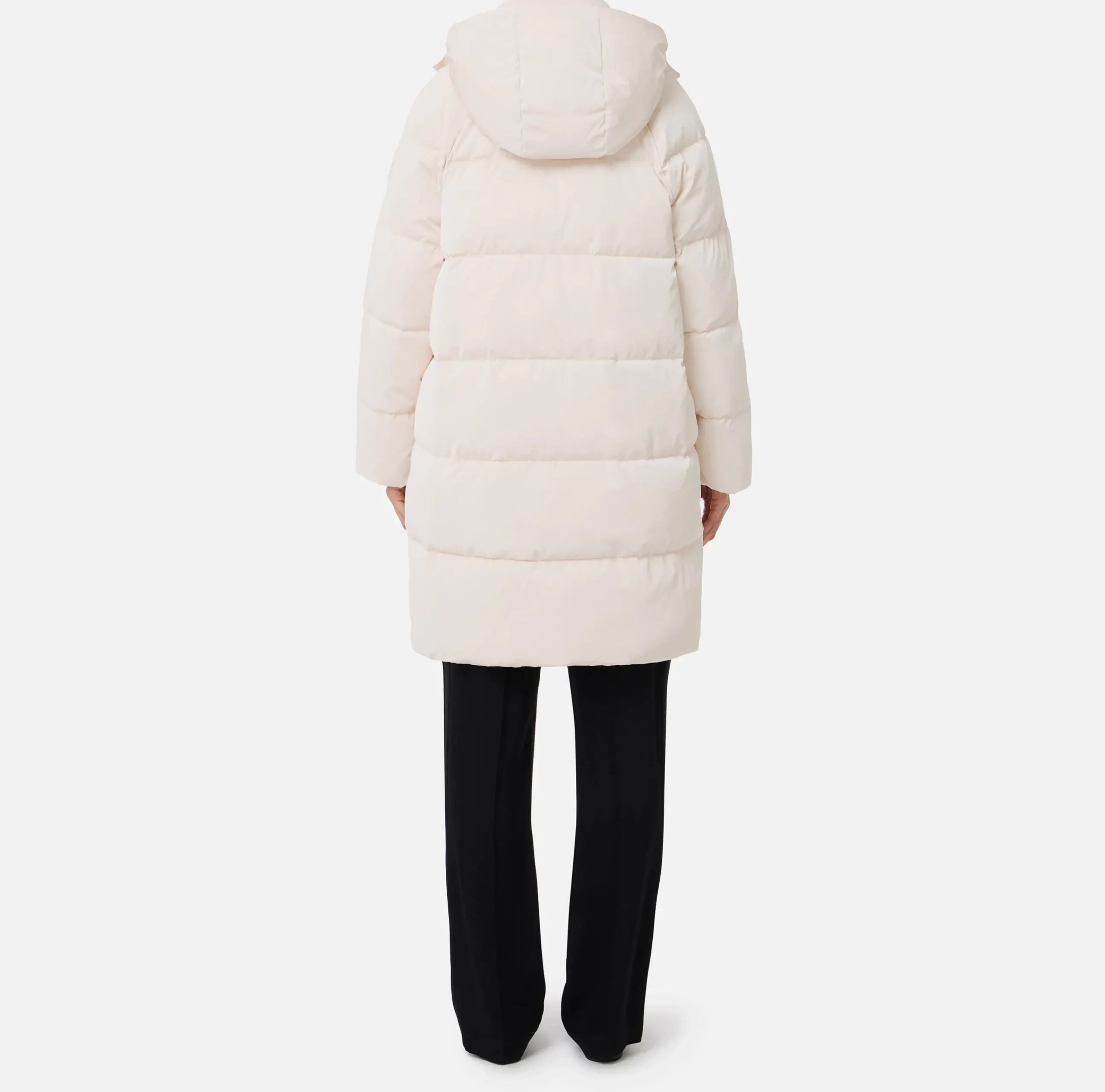 Capispalla|Elisabetta Franchi Piumino lungo in nylon satin con cappuccio Lattice