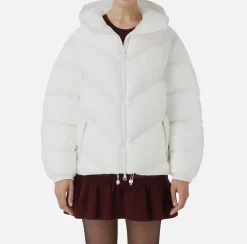 Capispalla|Elisabetta Franchi Piumino over in nylon lucido Avorio