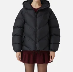 Capispalla|Elisabetta Franchi Piumino over in nylon lucido Nero