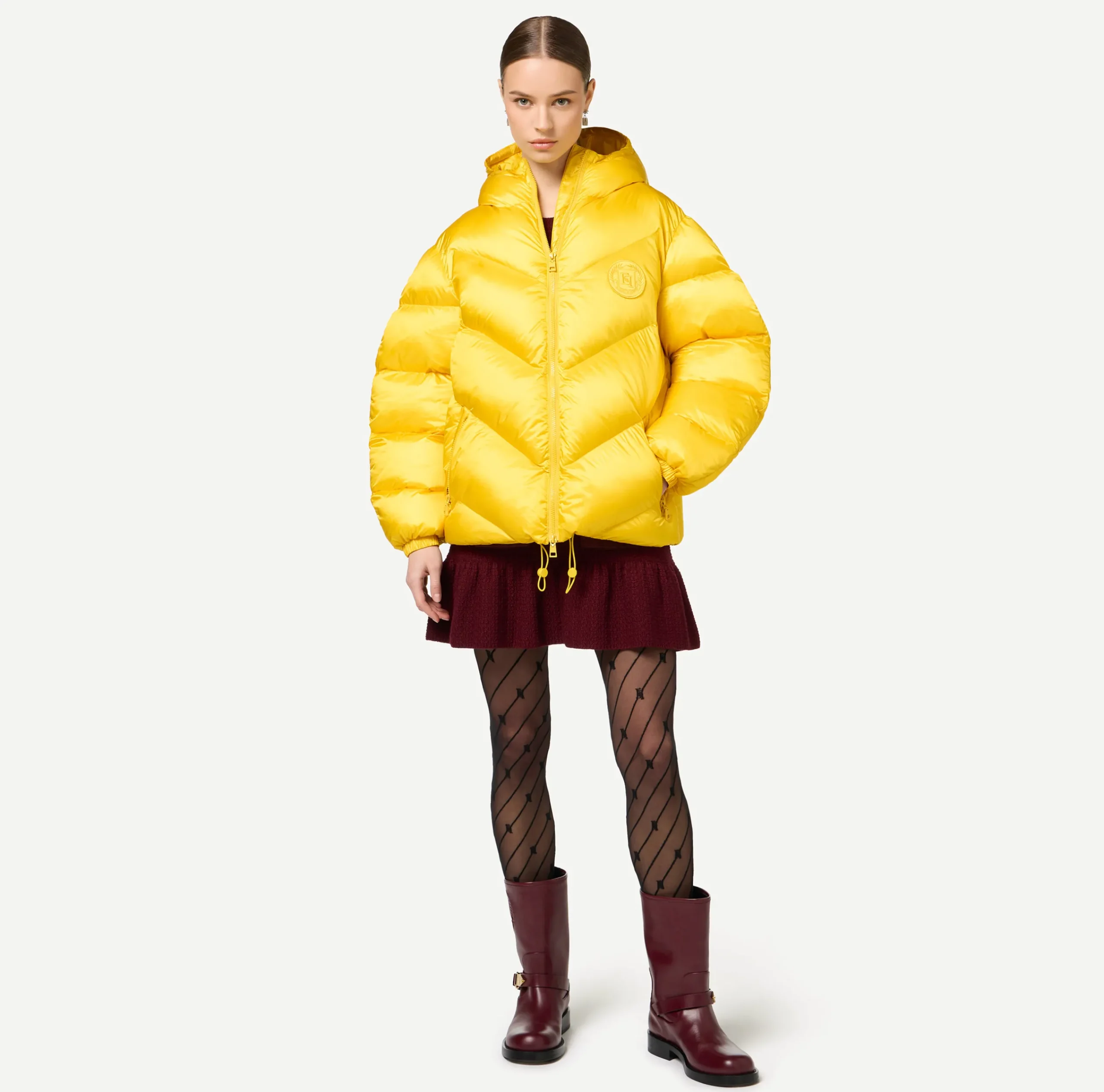 Capispalla|Elisabetta Franchi Piumino over in nylon lucido Mimosa