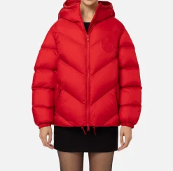 Capispalla|Elisabetta Franchi Piumino over in nylon lucido RedPassion