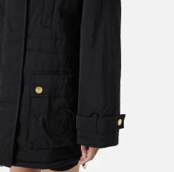 Capispalla|Elisabetta Franchi Piumino over tipo aviator in nylon satin Nero