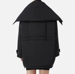 Capispalla|Elisabetta Franchi Piumino over tipo aviator in nylon satin Nero