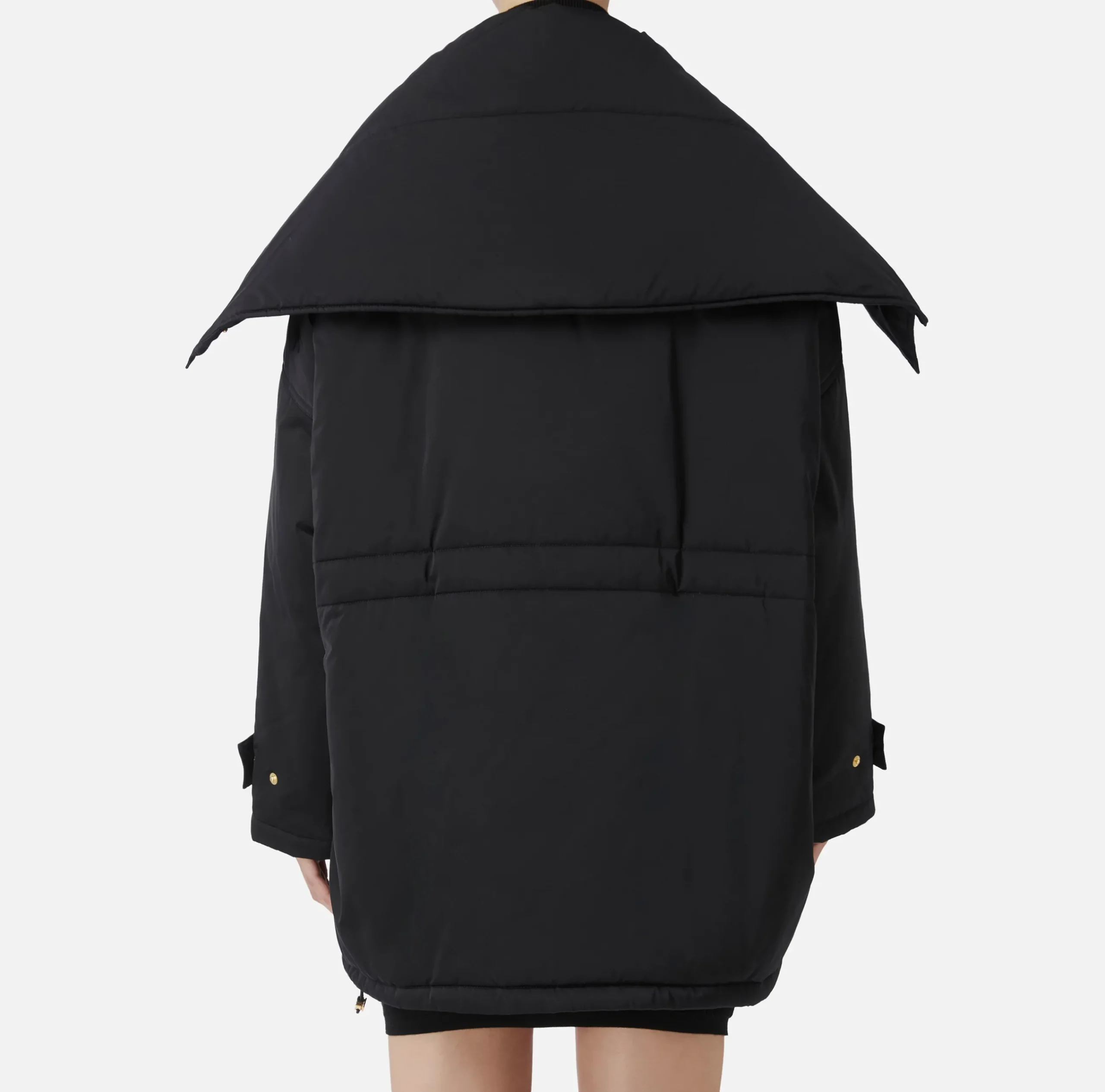 Capispalla|Elisabetta Franchi Piumino over tipo aviator in nylon satin Nero