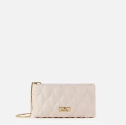 Clutch|Elisabetta Franchi Pochette in tessuto embossed con tracolla in catena Lattice