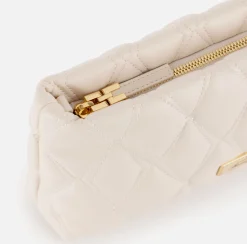 Clutch|Elisabetta Franchi Pochette in tessuto embossed con tracolla in catena Lattice