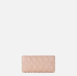 Clutch|Elisabetta Franchi Pochette in tessuto embossed con tracolla in catena Carne
