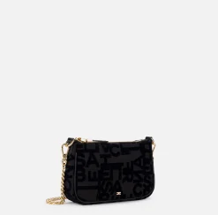 Clutch|Elisabetta Franchi Pochette lettering con tracolla Nero