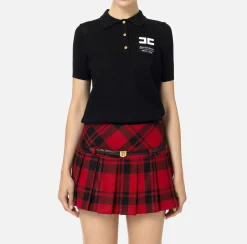 Maglieria E Felpe|Elisabetta Franchi Polo in viscosa punto rete con intarsio Nero