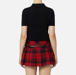 Maglieria E Felpe|Elisabetta Franchi Polo in viscosa punto rete con intarsio Nero