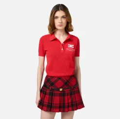 Maglieria E Felpe|Elisabetta Franchi Polo in viscosa punto rete con intarsio RedPassion