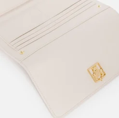 Clutch|Portafogli|Elisabetta Franchi Portafoglio in materiale sintetico con scudetto in metallo Burro