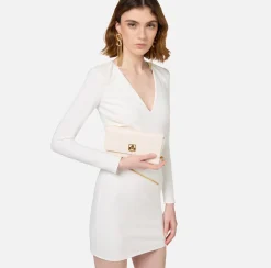 Clutch|Portafogli|Elisabetta Franchi Portafoglio in materiale sintetico con scudetto in metallo Burro