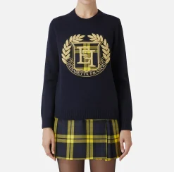 Maglieria E Felpe|Elisabetta Franchi Pullover in lana con maxi patch Navy