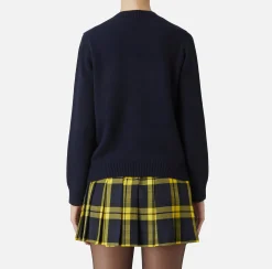 Maglieria E Felpe|Elisabetta Franchi Pullover in lana con maxi patch Navy