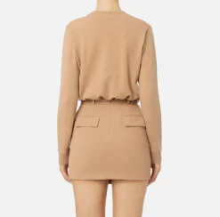 Maglieria E Felpe|Elisabetta Franchi Pullover in misto cashmere con logo CamelMelange/Avorio