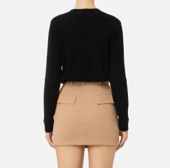 Maglieria E Felpe|Elisabetta Franchi Pullover in misto cashmere con logo Nero/Burro