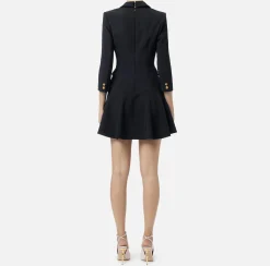 Mini Abiti|Robes Manteaux|Elisabetta Franchi Robe manteau in crêpe con catena groumette Nero