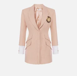 Mini Abiti|Robes Manteaux|Elisabetta Franchi Robe manteau in tweed laminato con patch logo PeachRose