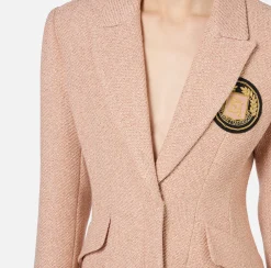 Mini Abiti|Robes Manteaux|Elisabetta Franchi Robe manteau in tweed laminato con patch logo PeachRose