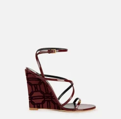 Sandali|Elisabetta Franchi Sandali in vernice con zeppa in raso RougeNoir