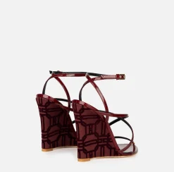 Sandali|Elisabetta Franchi Sandali in vernice con zeppa in raso RougeNoir