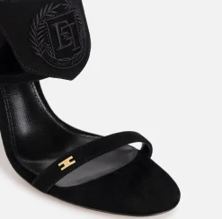 Sandali|Elisabetta Franchi Sandalo in camoscio con tacco scultura Nero